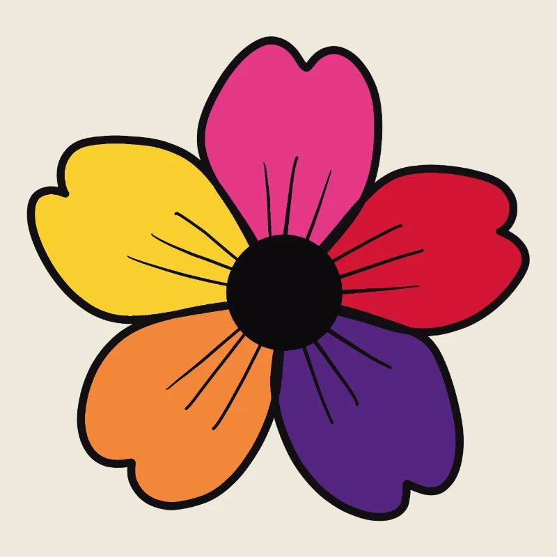 Rainbow flower with five petals