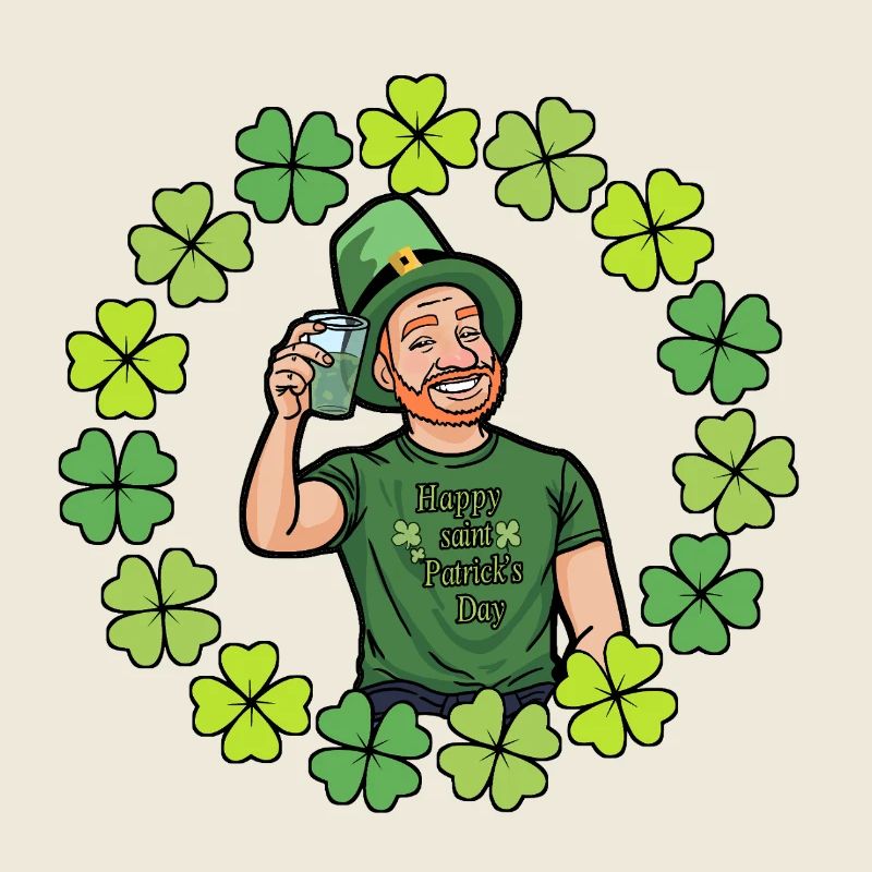 Dessin animé de la Saint-Patrick avec des trèfles
