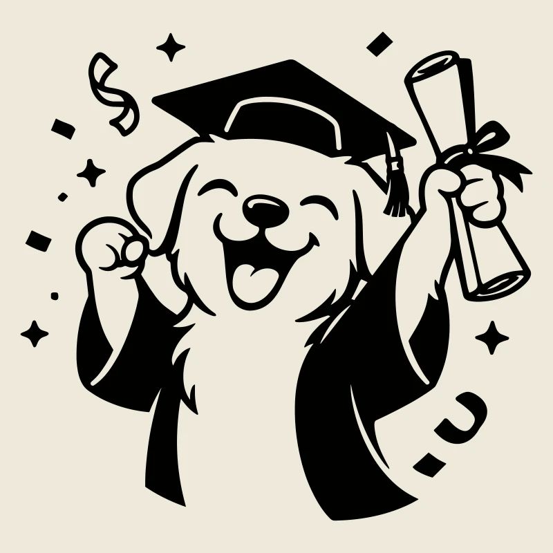 Chien avec diplôme