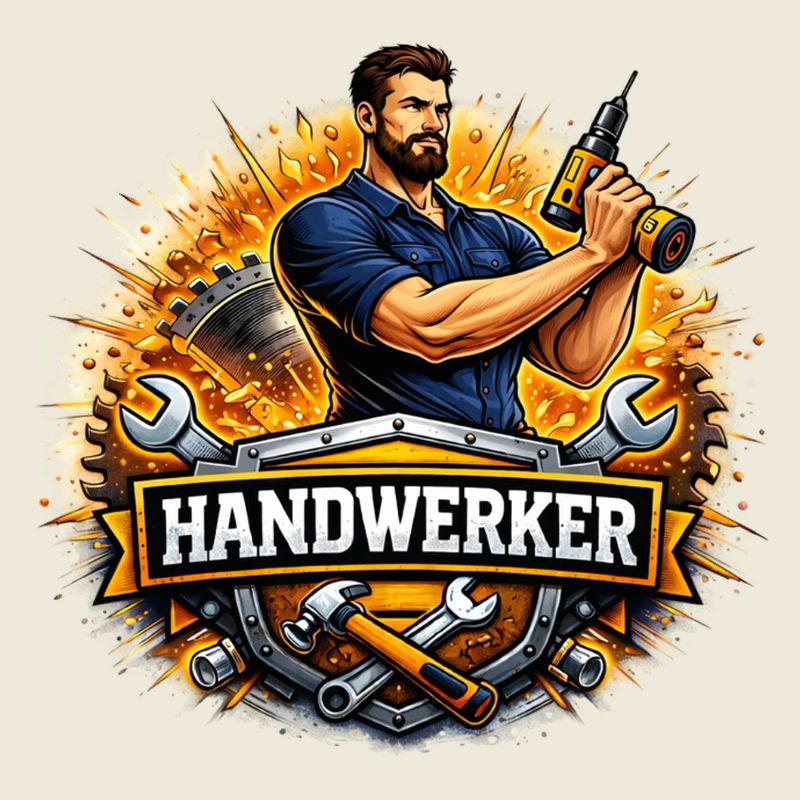 Logo Craftsman – Style de bande dessinée avec perceuse