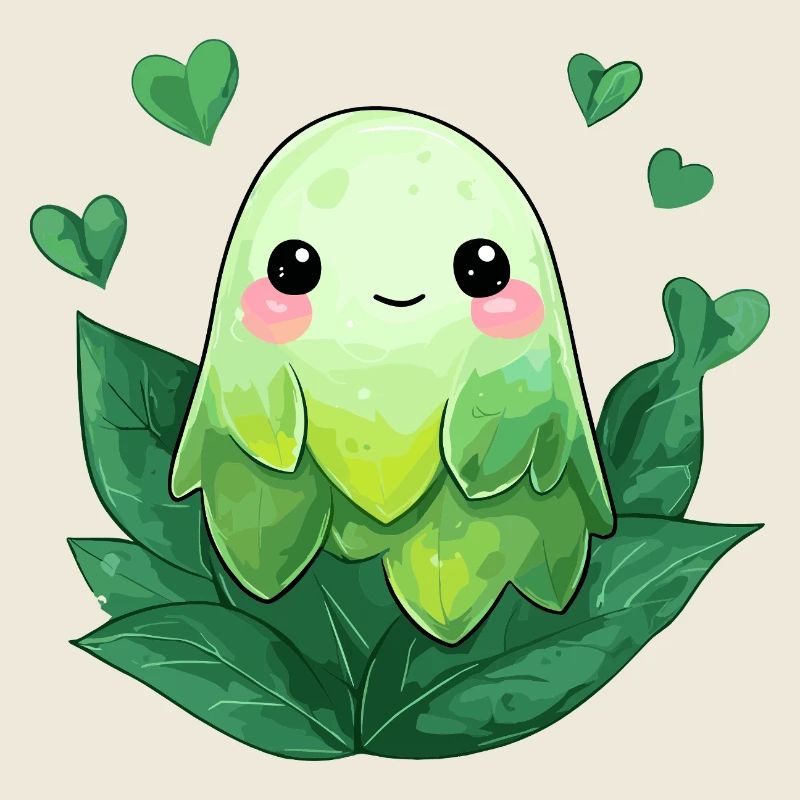 Petite créature feuillue dans des tons de vert