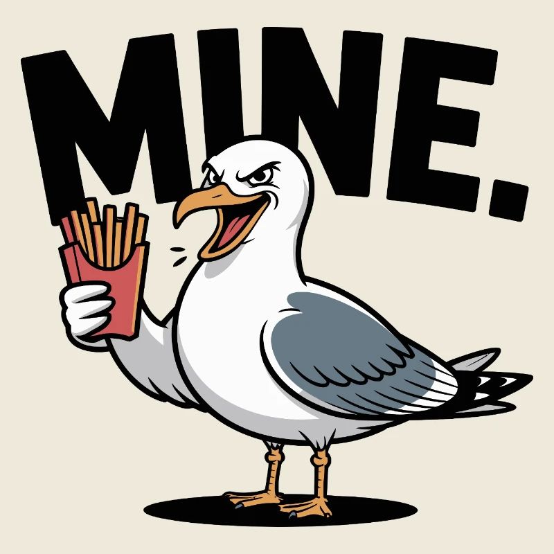 Grumpy Seagull with Fries