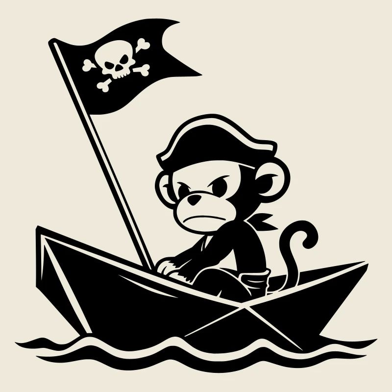 Singe pirate en colère dans le bateau