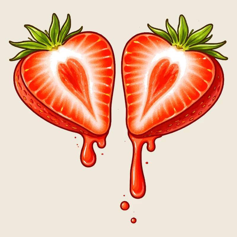 Fraise divisée en forme de cœur