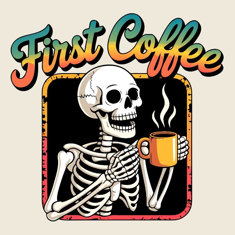 First Coffee Skeleton