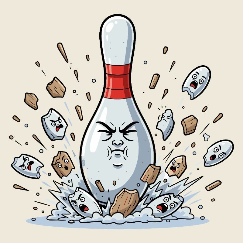 Explodierender Bowling-Pin Cartoon