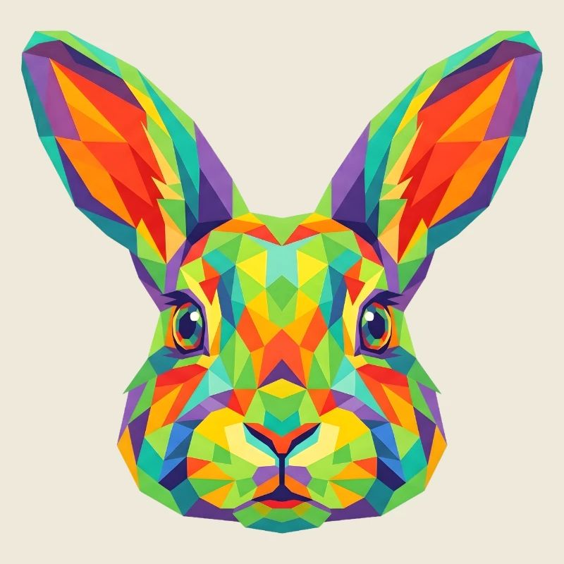 Colorful Geometric Rabbit Bunny Pop Art