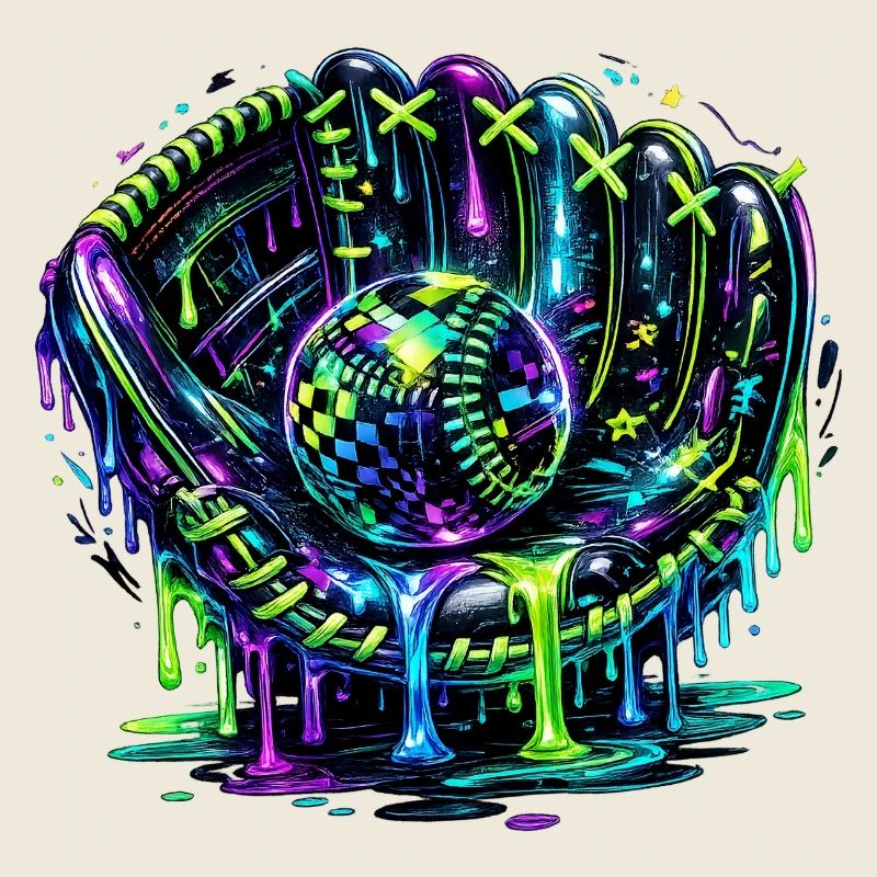 Baseball Handschuh Neon Graffiti Design