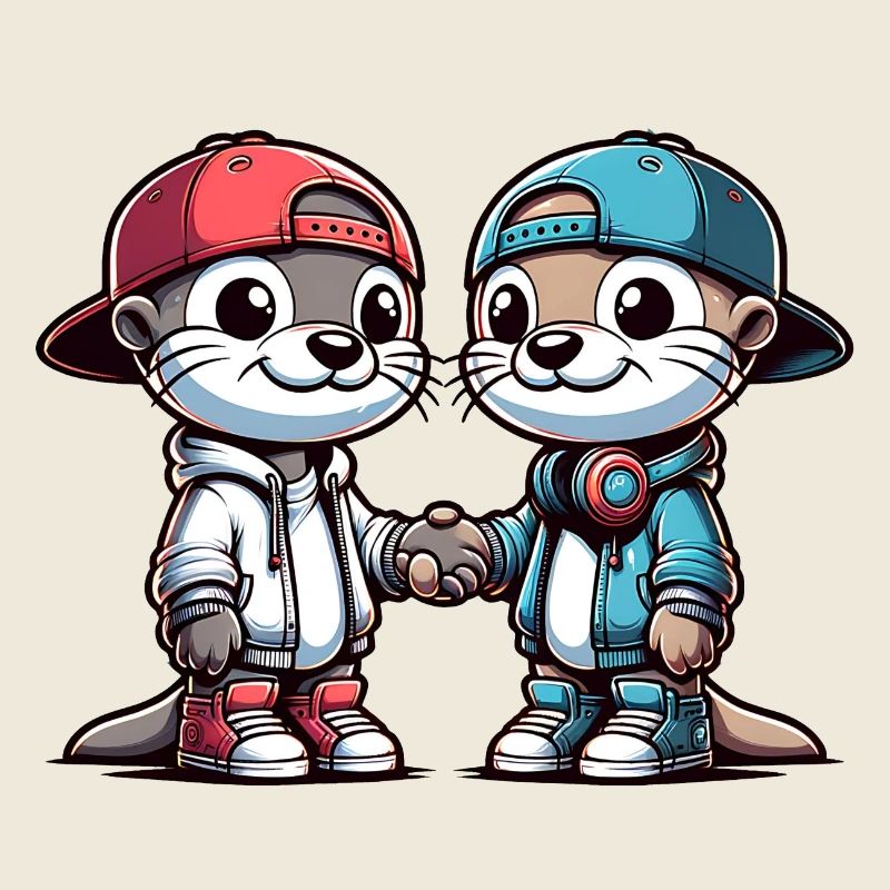 Deux copains loutres mignons copains pour toujours