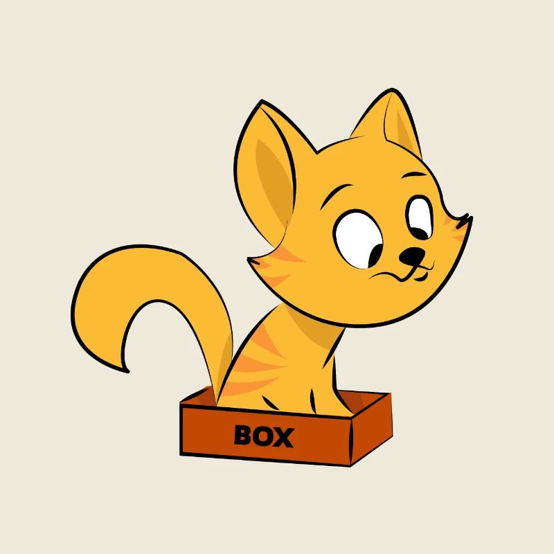 Katze sitzt in einer Box Geschenk Kätzchen