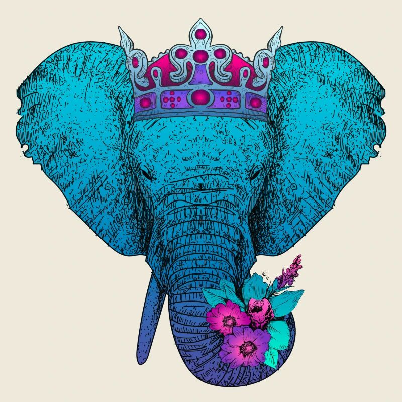 Elefant mit Blumen und Krone