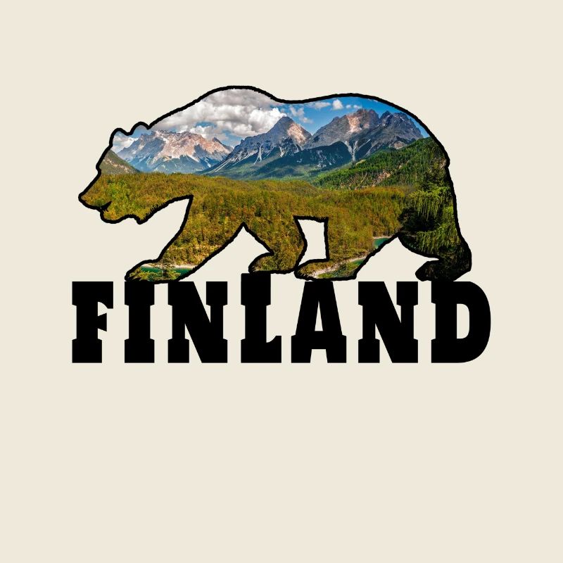 Finnland Bär mit Landschaft Geschenk Skandinavien