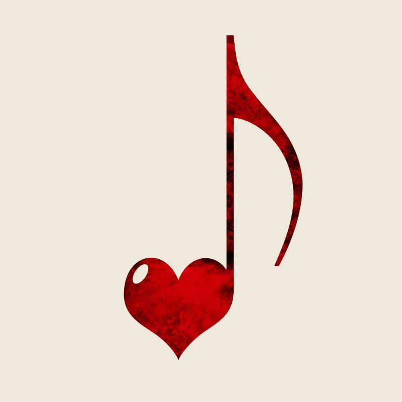 Red Heart and Musical Note Illustration