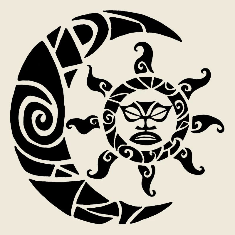 Moon, sun and nature (black)