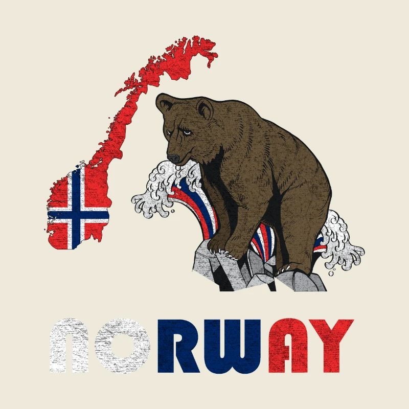 Conception d'ours de Norvège avec carte et drapeau