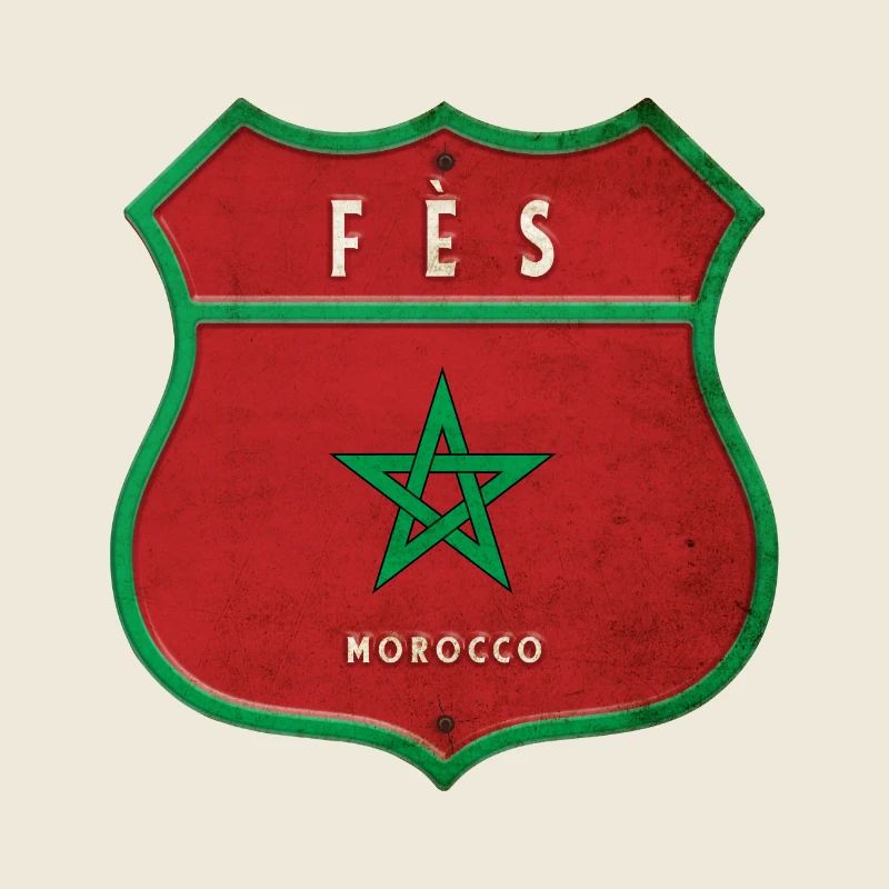 Fès Maroc Armoiries Drapeaux Design