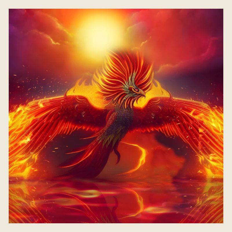 Wonderful phoenix over the ocean