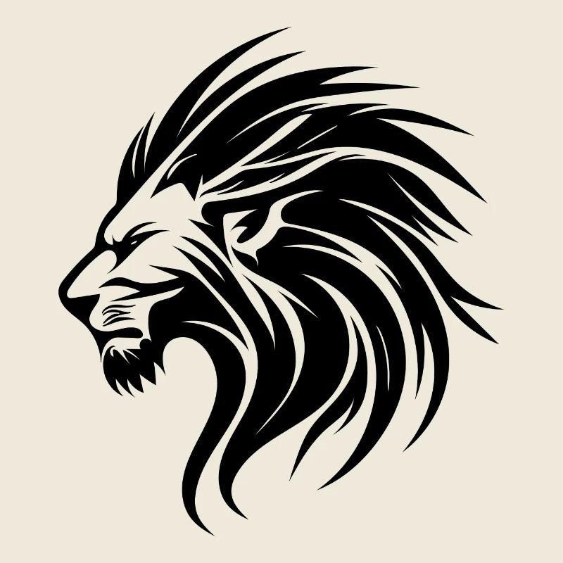 Evil Lion With Mane Tattoo Portrait