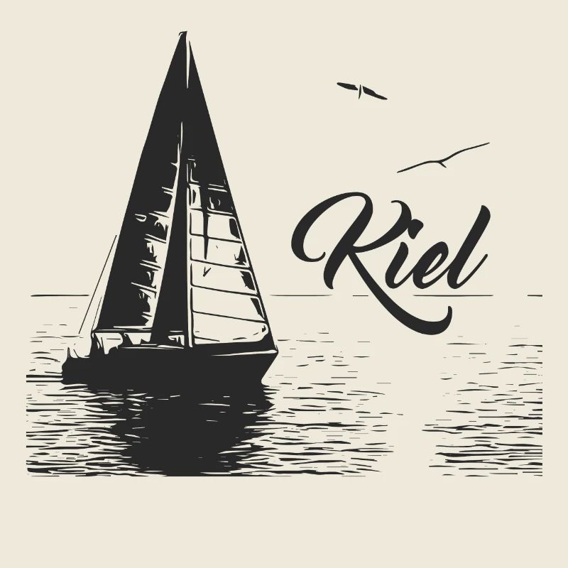 Kiel Segelboot und 2 Möwen