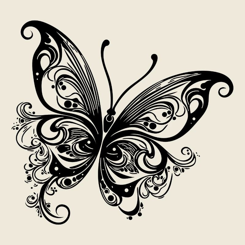 Dessin papillon de style lignes et points