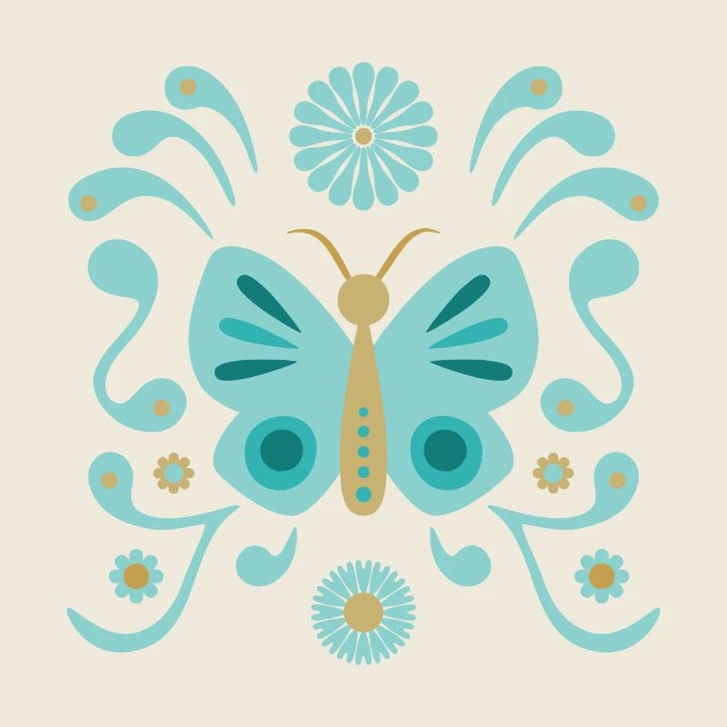 boho butterfly l blue and gold