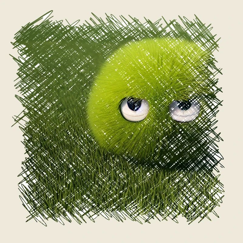 Funny green grass ball