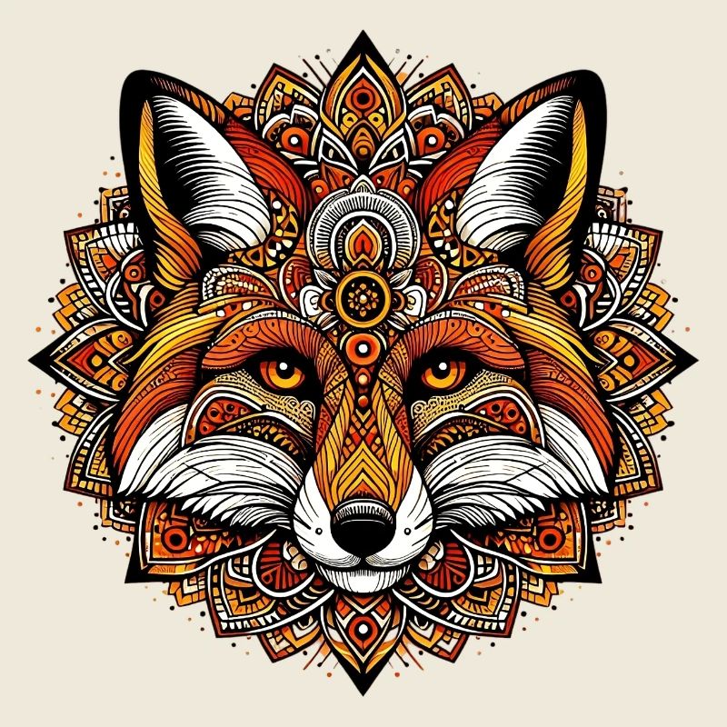 Renard décoré de Mandalas