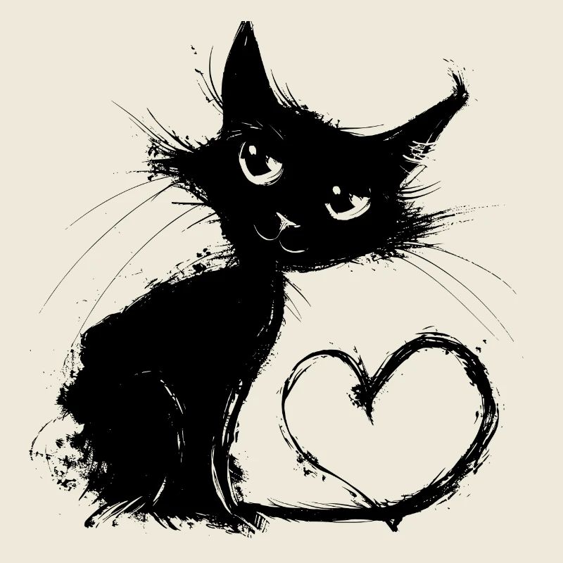 amour chat noir