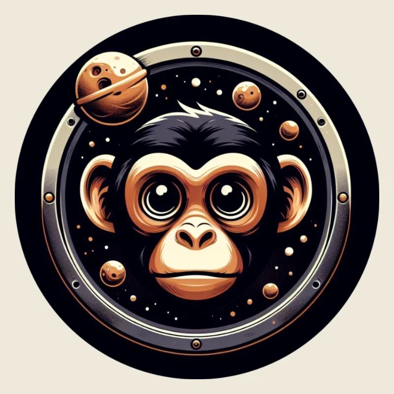 Monkey Porthole Window Astrology Stars Sky