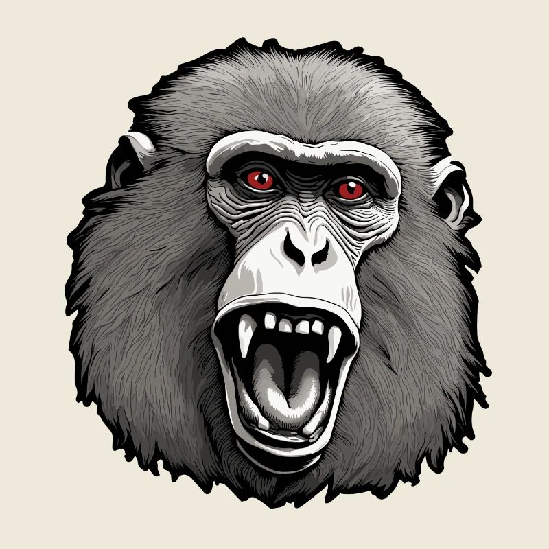 Affe / Tier / Zoo / Babian / Wild / Comic