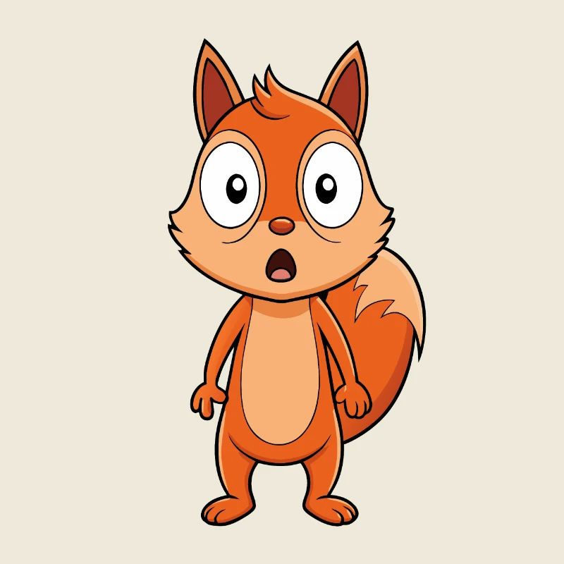 Startled Squirrel with Wide Eyes Cartoon