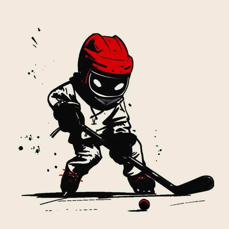 Eishockeyspieler mit rotem Helm