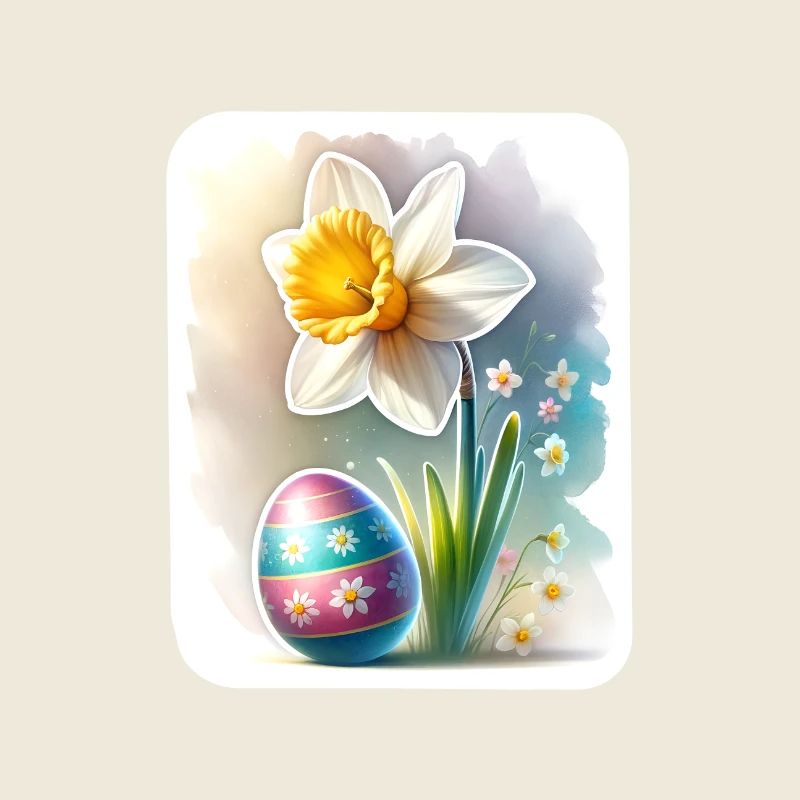 A Beautiful Daffodil With an Easter Egg