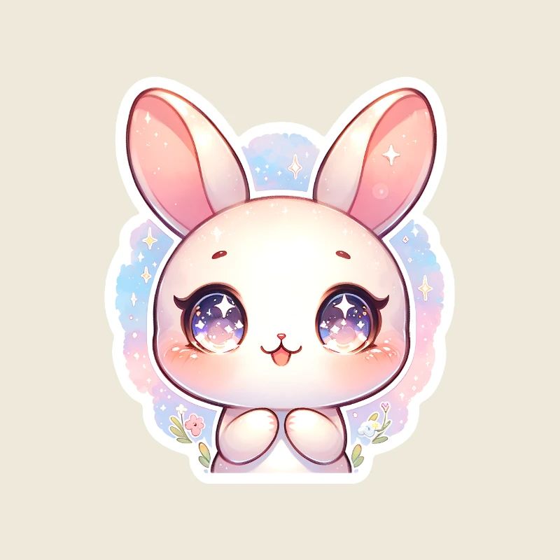 Lapin de Pâques mignon avec de grands yeux violets