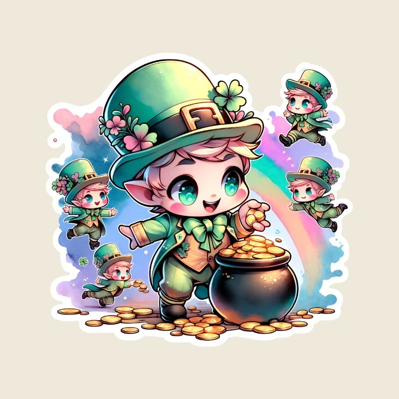 Saint Patrick's Day Chibi Leprechauns