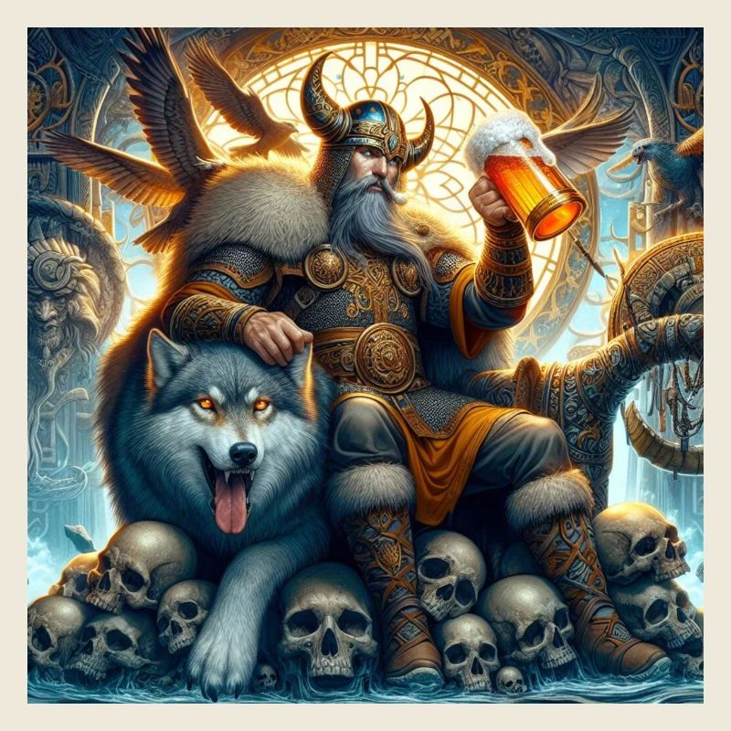Wikinger mit Wolf