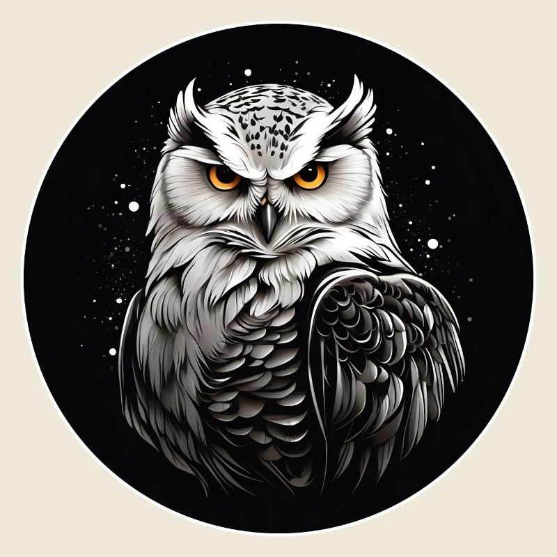 Schneeeulenportrait Schneeeule Eulengrafik