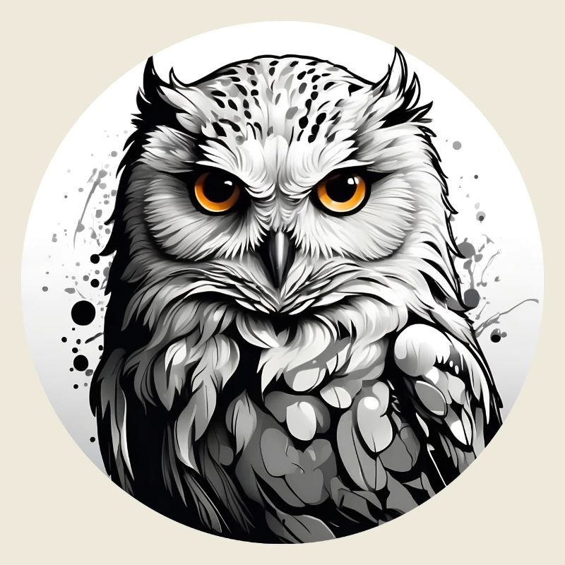 Schneeeulenportrait Schneeeule Eulengrafik