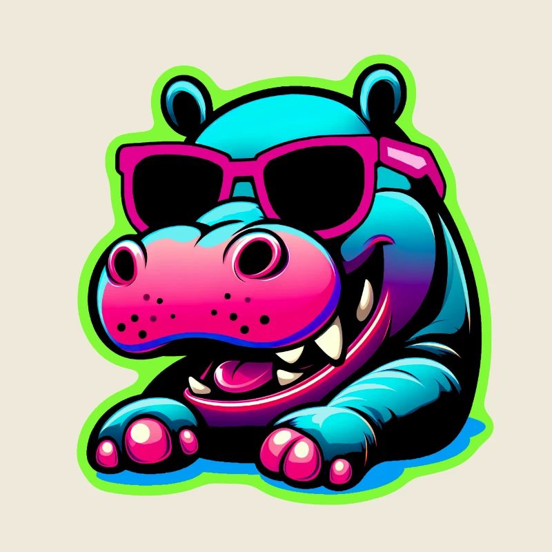 Hippopotame avec lunettes de soleil