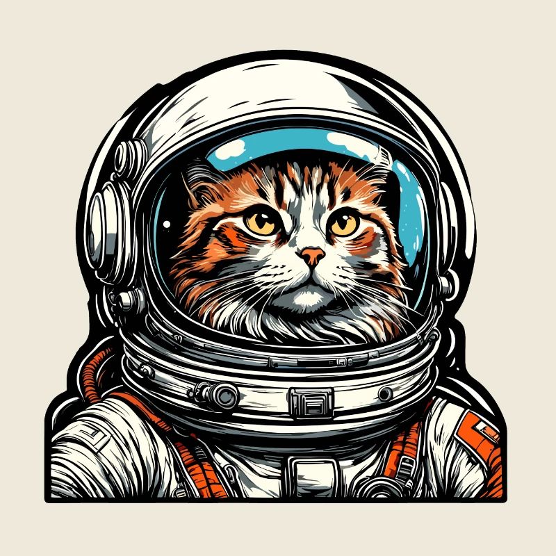 Astronaute / Espace / Animal / Chat / Vaisseau spatial