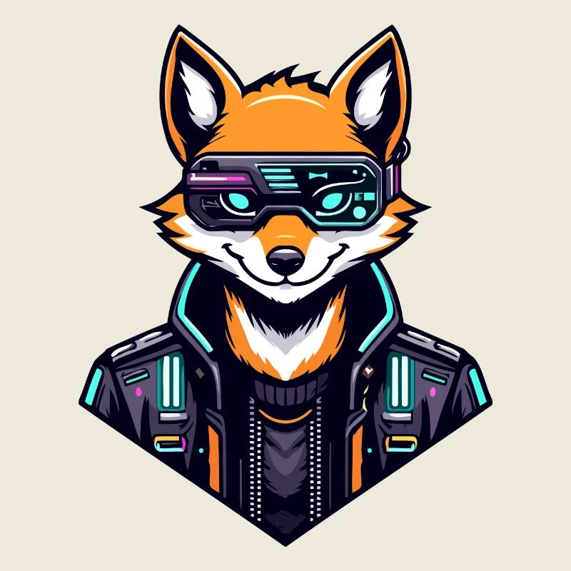Cyber Fox Neon Tech Wild