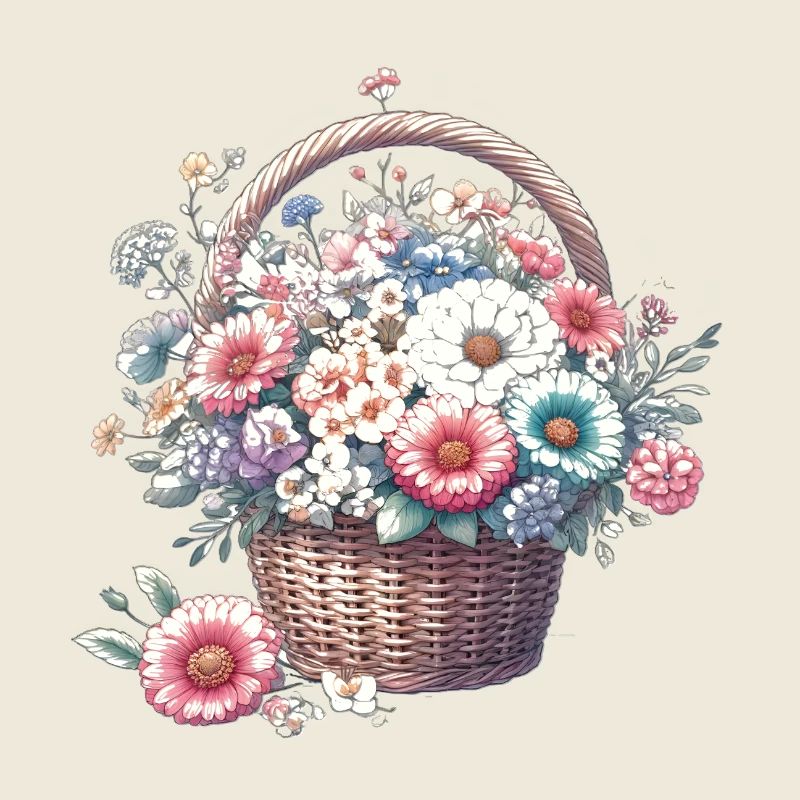 Panier somptueusement rempli de fleurs pastel
