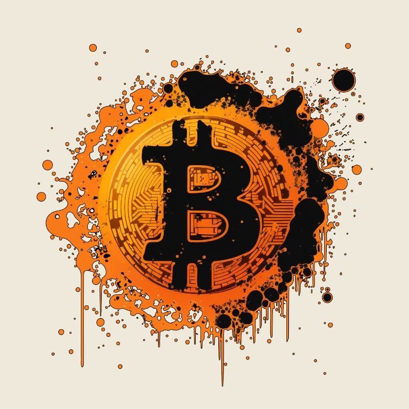 Bitcoin Splatter Graffiti Orange