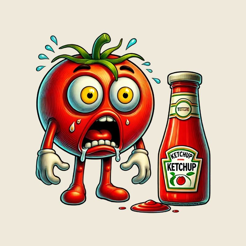 Funny tomato and ketchup design