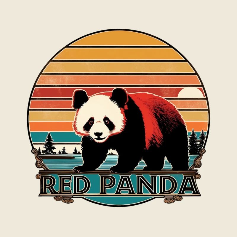 Roter Panda im Vintage-Stil