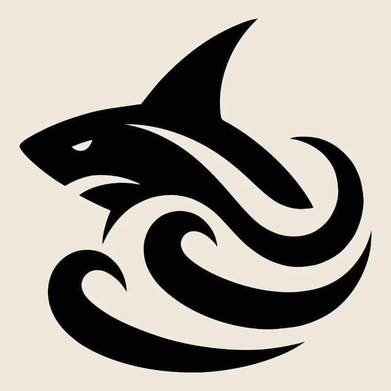 Shark Tattoo Logo Waves Style