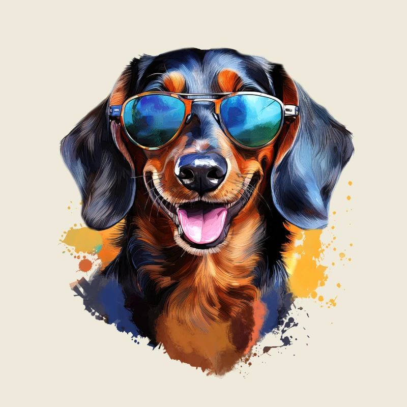 Dackel mit Sonnenbrille