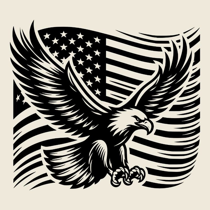 Grand aigle puissant devant le drapeau des États-Unis