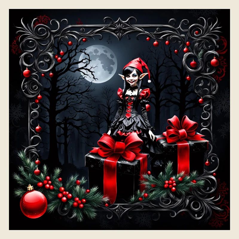 Mignon lutin de Noël gothique.