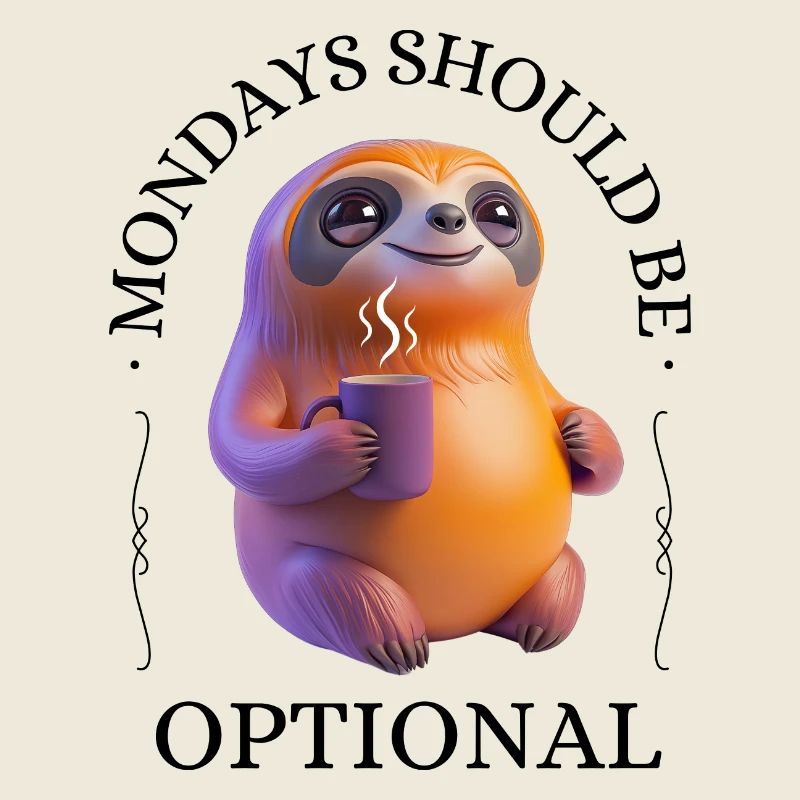 Coffee-Drinking Sloth – Relaxed & Pleasurable